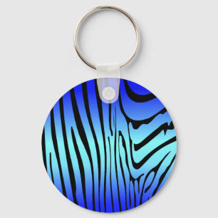 Zesty Zebra Blue Keychain