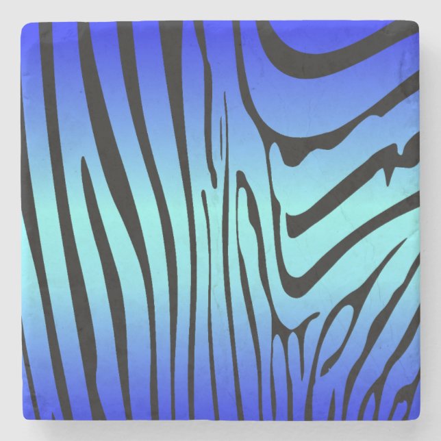 Zesty Zebra Blue Stone Coaster (Front)