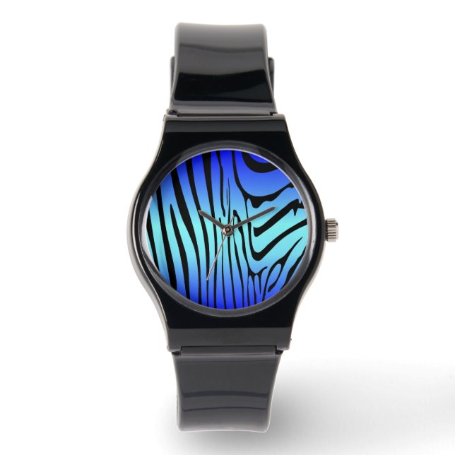 Zesty Zebra Blue Watch (Front)