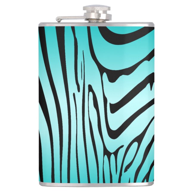 Zesty Zebra Cyan Hip Flask (Front)
