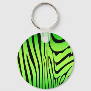 Zesty Zebra Green Keychain