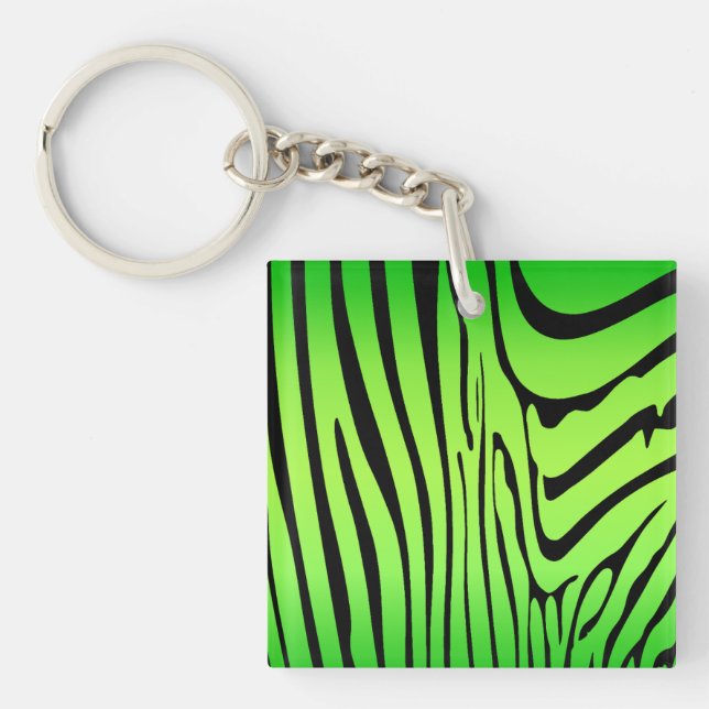 Zesty Zebra Green Keychain (Front)