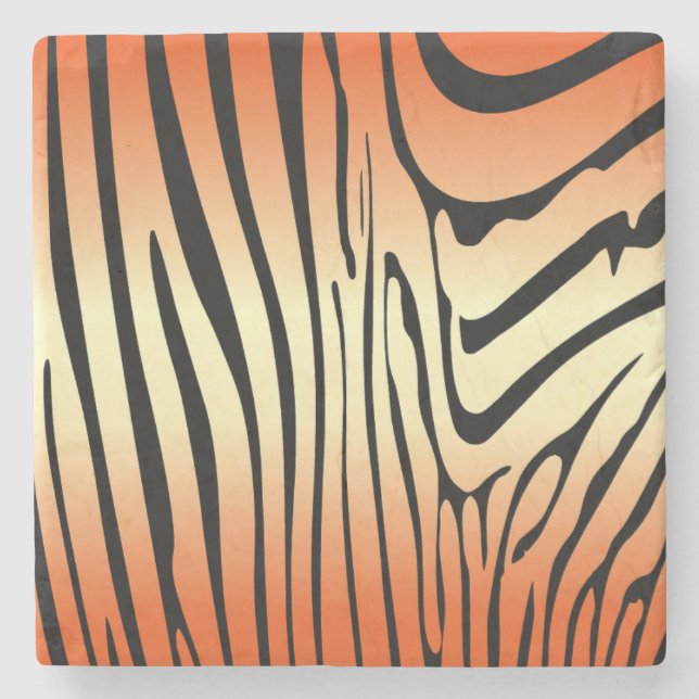 Zesty Zebra Orange Stone Coaster (Front)