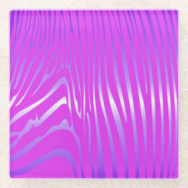 Zesty Zebra Pink Glass Coaster (Front)