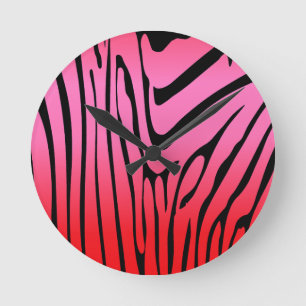 Zesty Zebra Red Round Clock