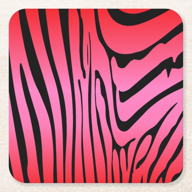 Zesty Zebra Red  Square Paper Coaster (Front)