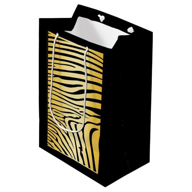 Zesty Zebra Yellow Medium Gift Bag (Front Angled)