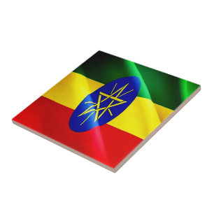zET002 ETHIOPIA, Waving Flag, Africa, Tile