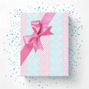 Zeta Chevron Stripe in Pink and Aqua Wrapping Paper
