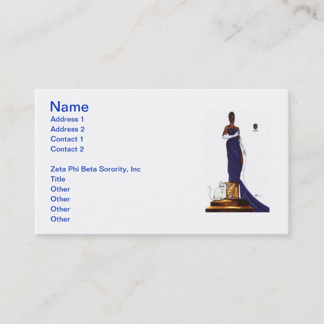 Zeta Phi Beta Sorority Business Cards (Front)