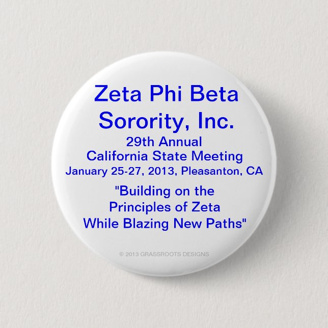 Zeta Phi Beta Sorority, Inc., 29th Annual Meeting 2 Inch Round Button (Front)
