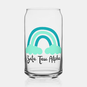 Zeta Tau Alpha Sorority Teal Green Rainbow Can Glass