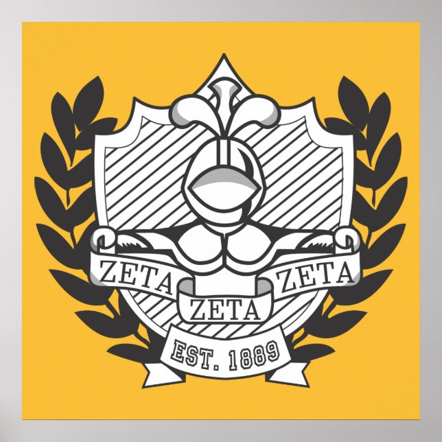 Zeta Zeta Zeta Fraternity Crest - Colour Poster (Front)
