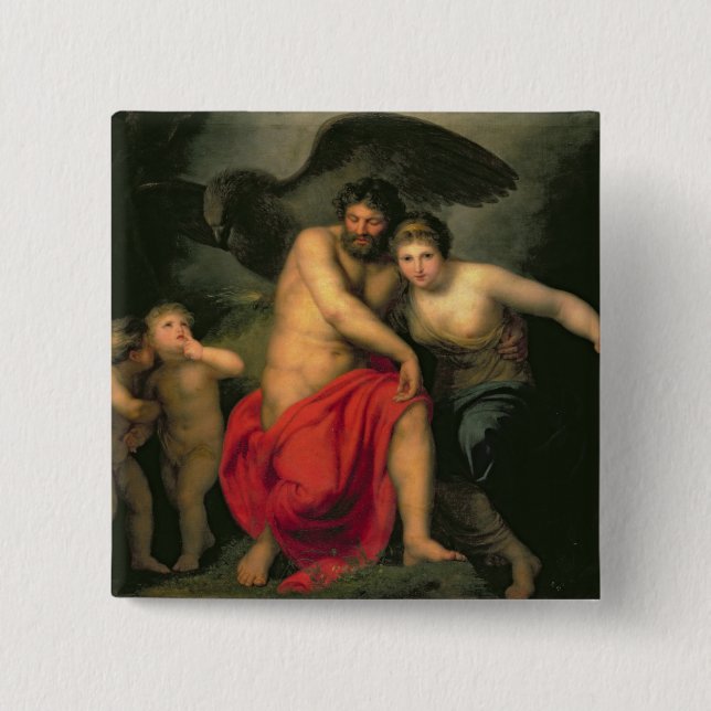 Zeus and Hera on Mount Ida, 1775 2 Inch Square Button (Front)