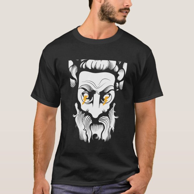 Zeus Simple Black Art Modern Trendy T-Shirt (Front)