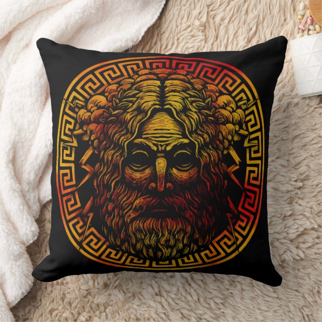 Zeus's Ancient Shield Art Print Throw Pillow (Blanket)