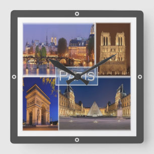 zFR034 PARIS the capital of France, Square Wall Clock