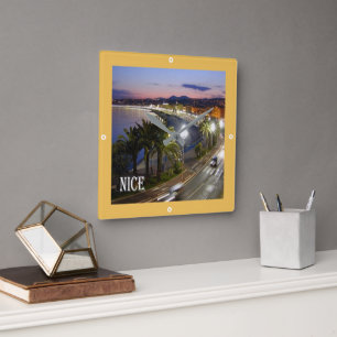 zFR085 NICE NIZZA French Riviera, France, Square Wall Clock