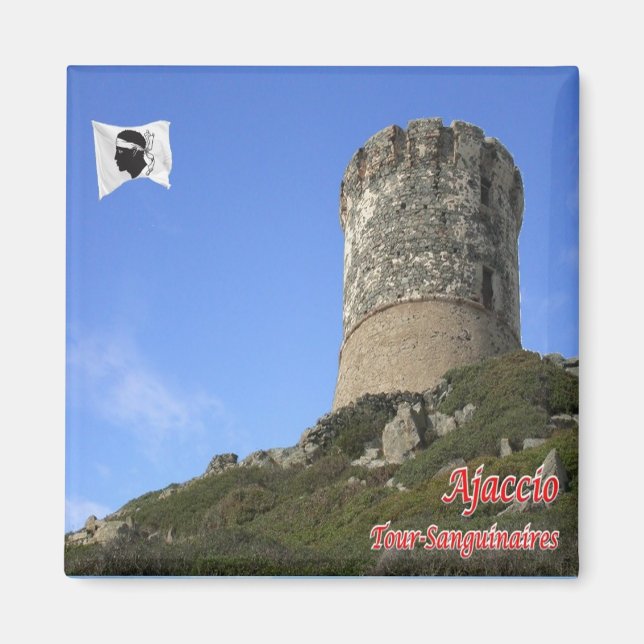 zFR128 AJACCIO, Tour-Sanguinaries, Corsica, Fridge Magnet (Front)