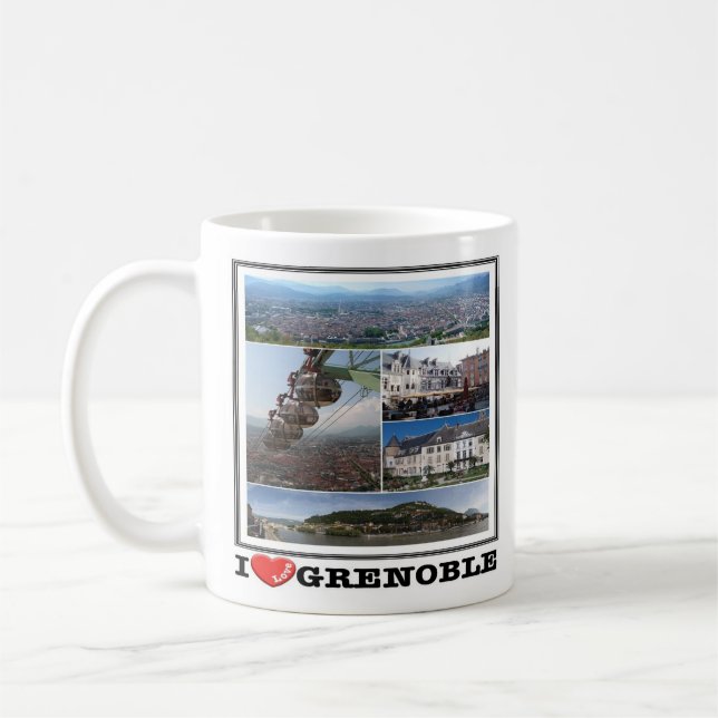 zFR132 GRENOBLE I Love, France, Mug de café (Gauche)
