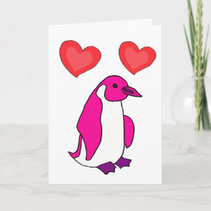 ZG- Pink Penguin Valentine's Day Card