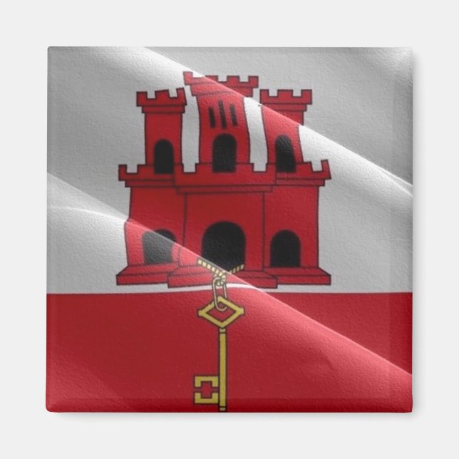 zGI002 GIBRALTAR waving FLAG, Fridge Magnet (Front)