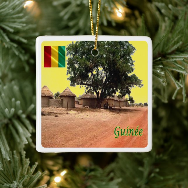 zGN009 GUINEA, Siguiri village, Africa, Ceramic Ornament (Tree)