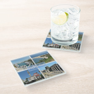 zGR020 mosaic of KOS, Greece, Europe, Glass Coaster