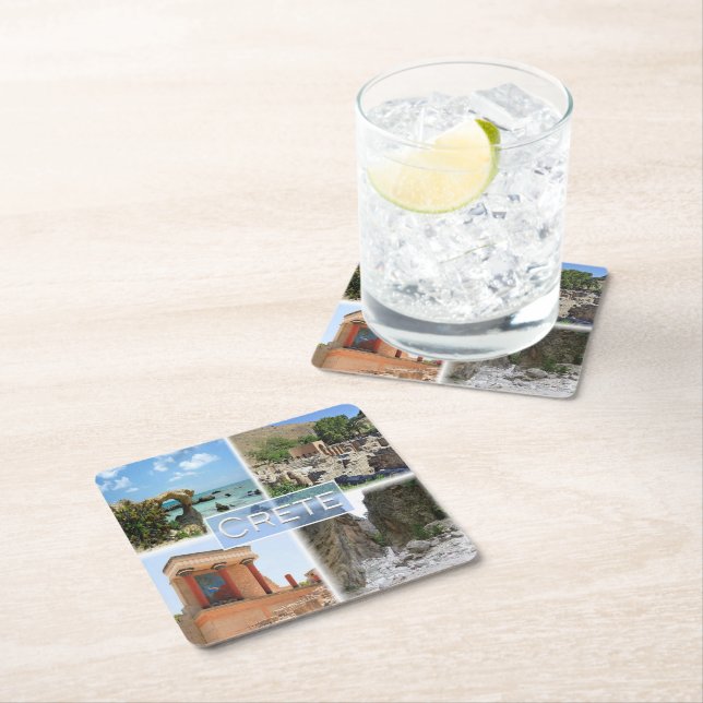zGR021 potpourri of CRETE, Greece, Europe, Square Paper Coaster (Insitu)