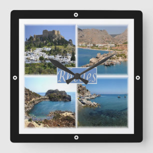 zGR025 RHODES, Greece, Europe, Square Wall Clock