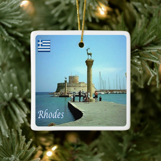 zGR039 RHODES, Greece, Ceramic Ornament (Tree)