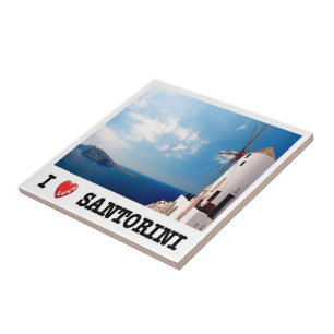 zGR086 SANTORINI, I Love, Greece, Tile