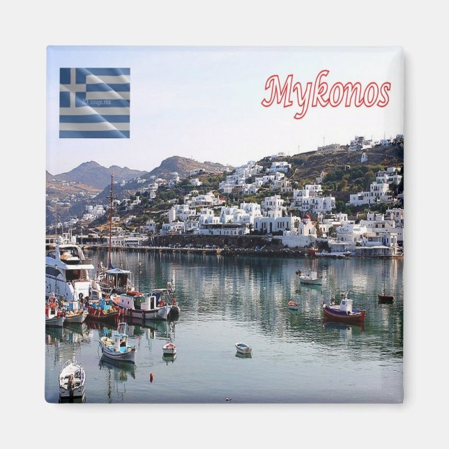 zGR101 MYKONOS Port, Greece, Fridge Magnet (Front)