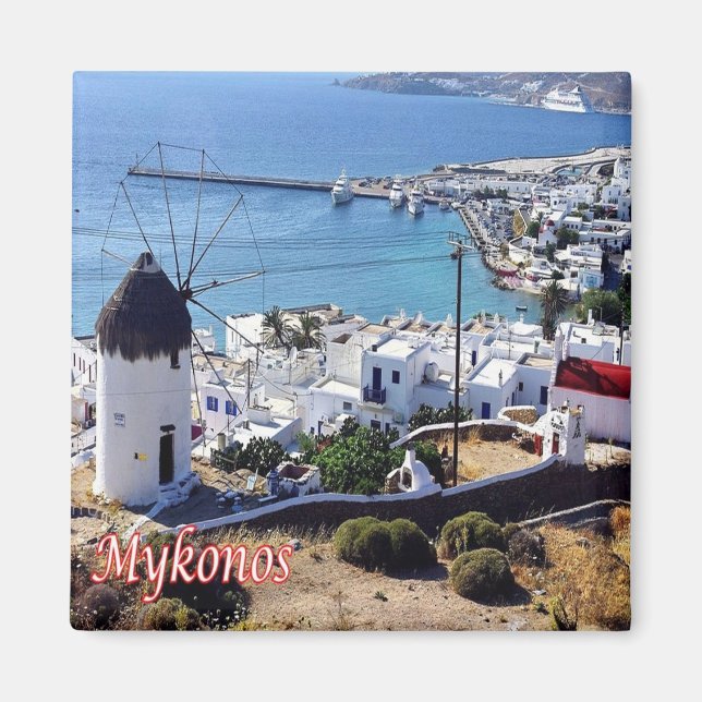zGR103 MYKONOS Panorama, Greece, Fridge Magnet (Front)