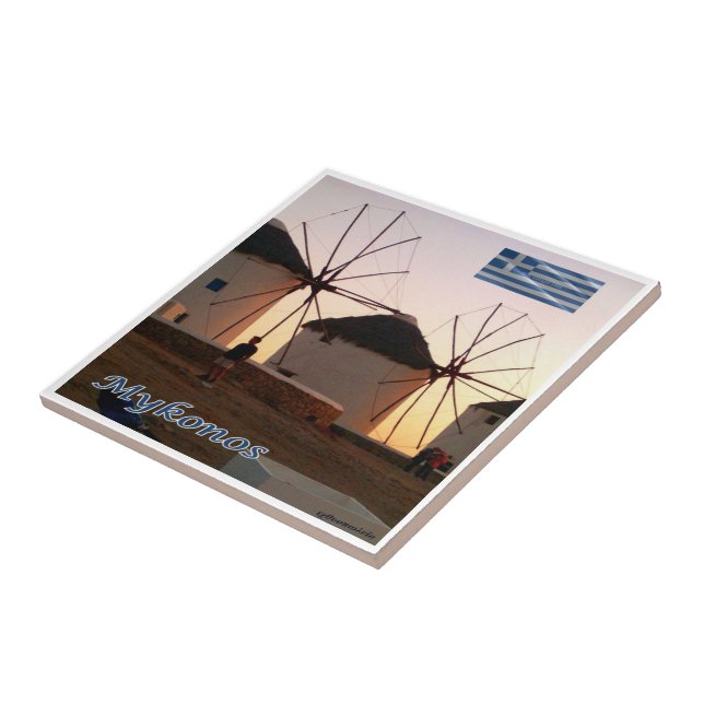 zGR110 MYKONOS, Windmills, Greece, Tile (Side)