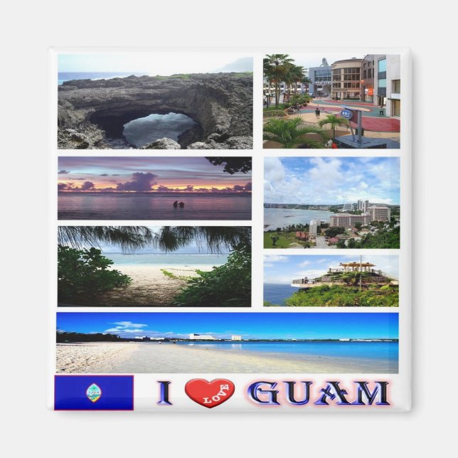 zGU003 GUAM I Love, Mosaic, Oceania, Fridge Magnet (Front)