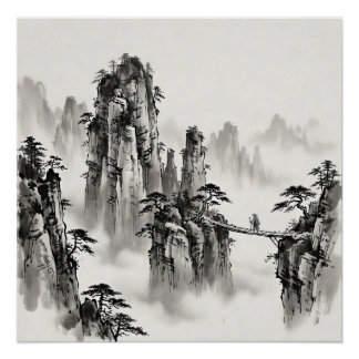 Zhangjiajie China Ink Wash Landscape Wall Art