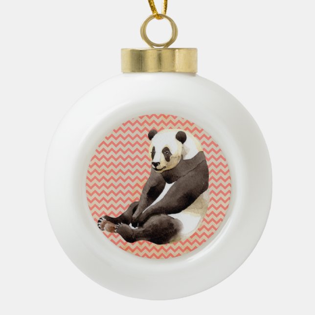 Zhen Zhen the Panda Ceramic Ball Christmas Ornament (Front)
