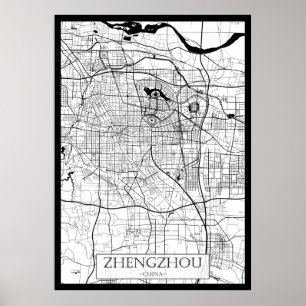  Zhengzhou China Map Poster