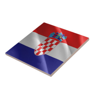 zHR002 CROATIA, Croatian Waving Flag, Tile