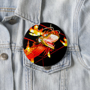 Zhulong Fire Dragon  4 Inch Round Button