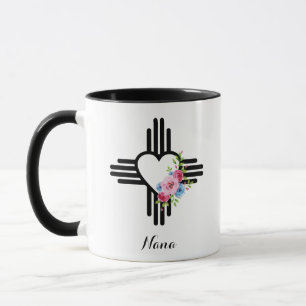 Zia Heart with Flowers Personalized Gift Coffee Mug