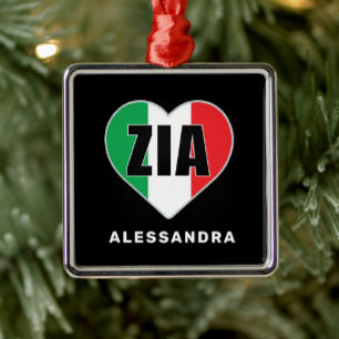 Zia Personalized Italian 'Flag Heart Ornament