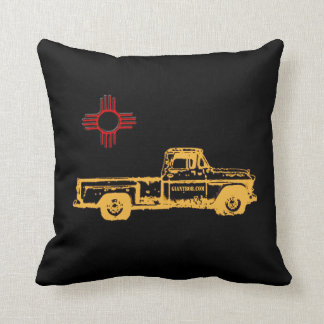 Zia Rising Front-Giant Bob Zia Back gold on black Throw Pillow