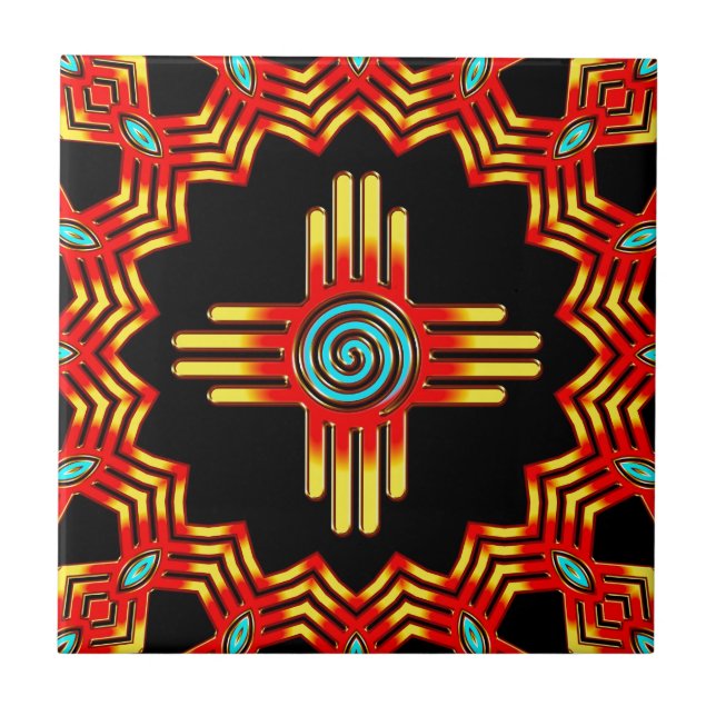 Zia Sonne - Zia Pueblo - New Mexico Tile (Front)