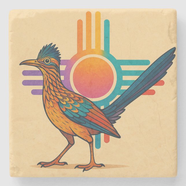 Zia Sun Color  Stone Coaster (Front)