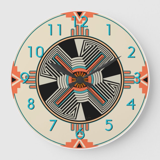 Zia Swirling Winds Large Clock (Front)