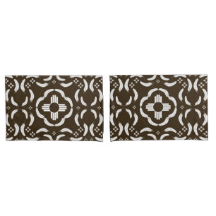 Zia Symbol and Feather Design Southwestern  Pillowcase