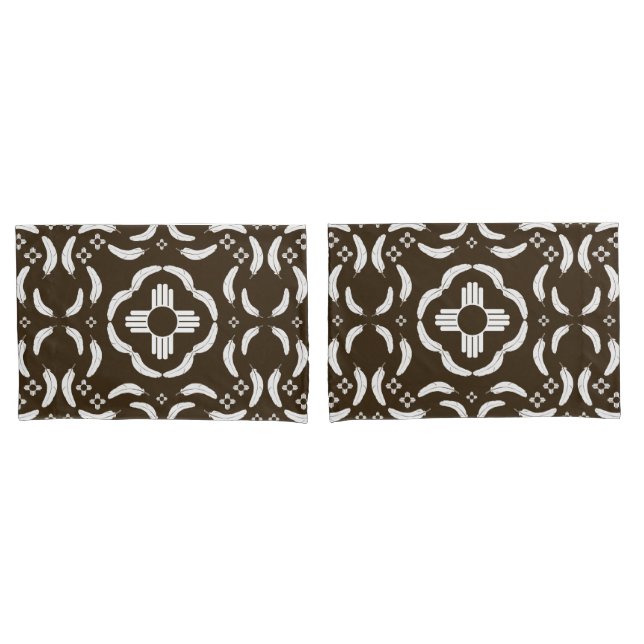 Zia Symbol and Feather Design Southwestern  Pillowcase (Front-Set)