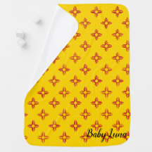 Zia Symbol Red and Yellow Custom Name Baby Blanket